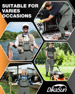 DikaSun Chest Waders with Boots | Lightweight Bootfoot Waders Duck Hunting & Fly Fishing | Grey