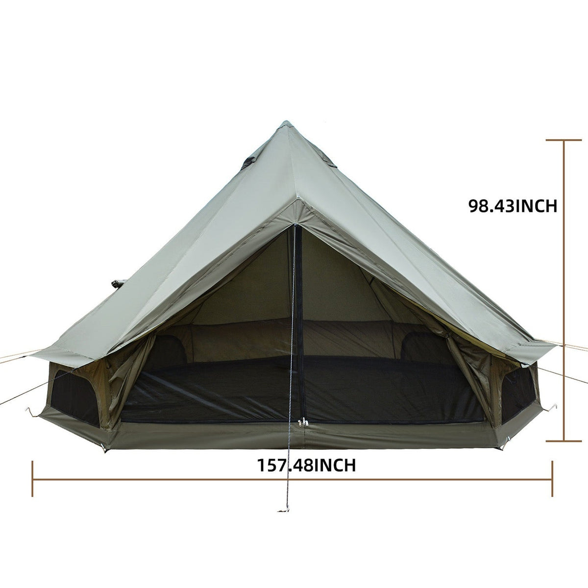 Oxford Bell Tent 9.8’/13.1’ with Stove Jack for Family Camping