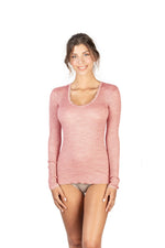 EGI Exclusive Collections Women's Merino Wool Blend Lace-Trimmed Long Sleeves T-Shirt