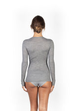 EGI Exclusive Collections Women's Merino Wool Blend Lace-Trimmed Long Sleeves T-Shirt