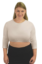3/4 Sleeve Cropped Layering Shell in Viscose Spandex | Women's and Plus Sizes