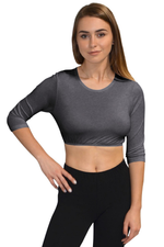 3/4 Sleeve Cropped Layering Shell in Viscose Spandex | Women's and Plus Sizes