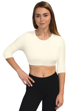 3/4 Sleeve Cropped Layering Shell in Viscose Spandex | Women's and Plus Sizes