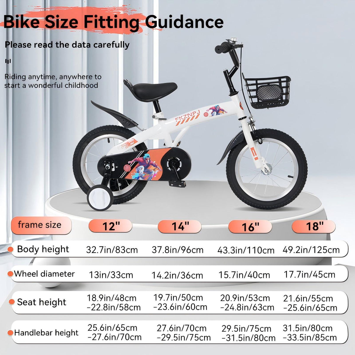 18" Sporty Kids Bike with Training Wheels and Stand Adjustable Saddle | Aged 5-10 Years (Tall Height 39-49")