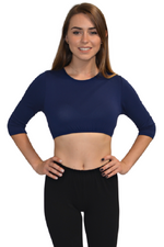 3/4 Sleeve Cropped Layering Shell in Viscose Spandex | Women's and Plus Sizes