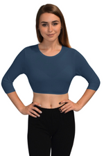 3/4 Sleeve Cropped Layering Shell in Viscose Spandex | Women's and Plus Sizes