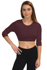 3/4 Sleeve Cropped Layering Shell in Viscose Spandex | Women's and Plus Sizes