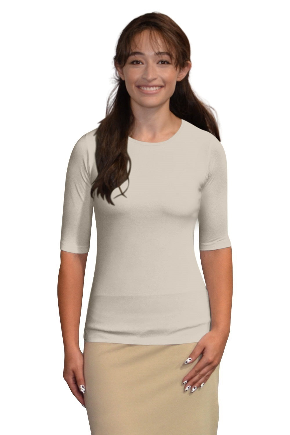 Fitted Layering Shell | Modest Round Neck with Elbow Sleeves