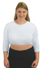 3/4 Sleeve Cropped Layering Shell in Viscose Spandex | Women's and Plus Sizes