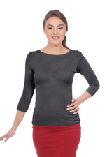 Fitted 3/4 Sleeve Layering Shell | High Round Neckline Slim-Fit Undershirt