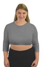 3/4 Sleeve Cropped Layering Shell in Viscose Spandex | Women's and Plus Sizes