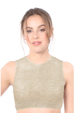 Modest Neck Cropped Layering Shell | Cotton Spandex Sleeveless Tank