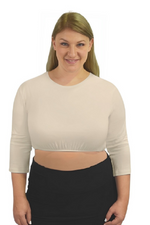 3/4 Sleeve Cropped Layering Shell in Viscose Spandex | Women's and Plus Sizes
