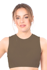 Modest Neck Cropped Layering Shell | Cotton Spandex Sleeveless Tank