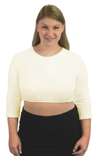 3/4 Sleeve Cropped Layering Shell in Viscose Spandex | Women's and Plus Sizes