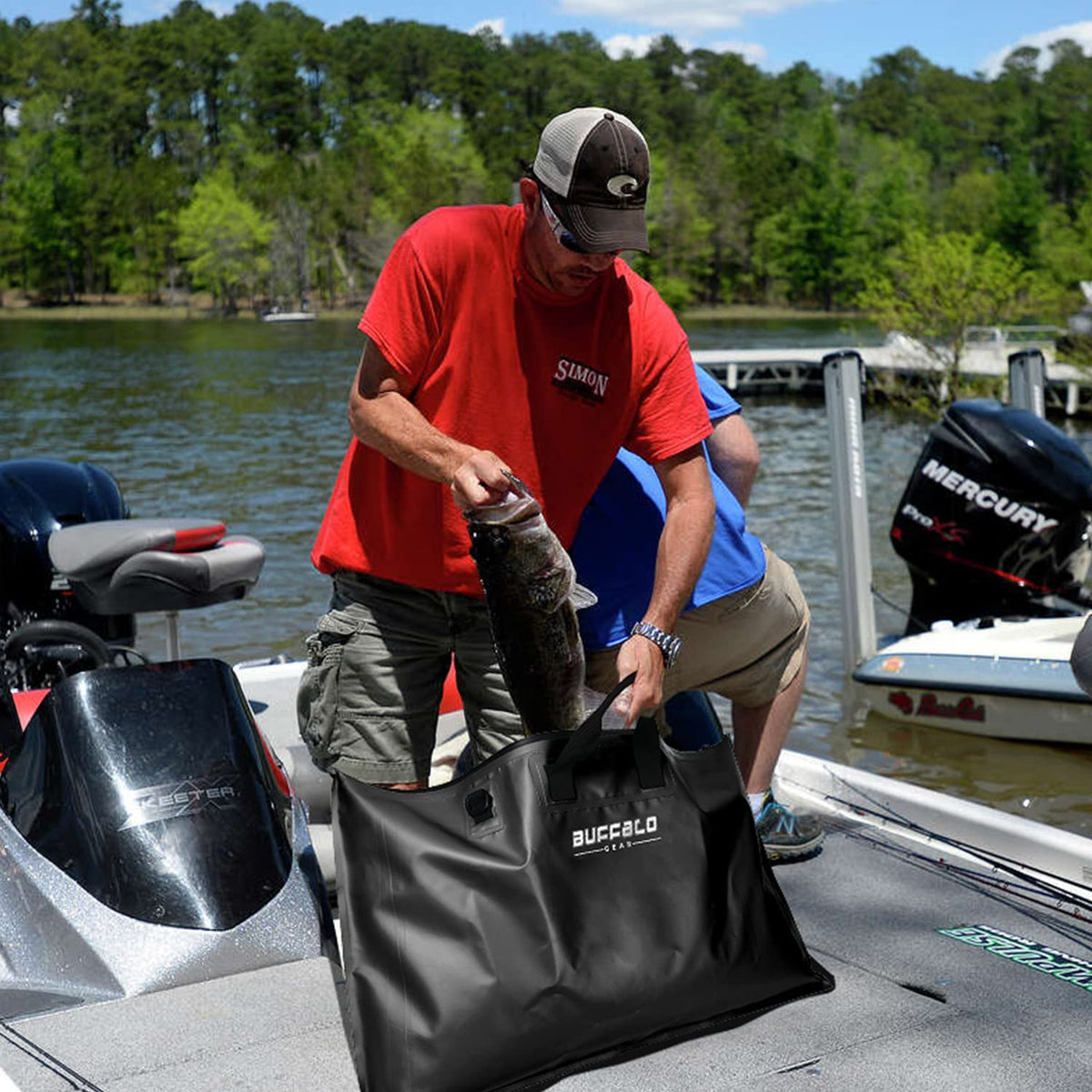 32" Waterproof Fish Bag with Aerator Pocket for Live Bait