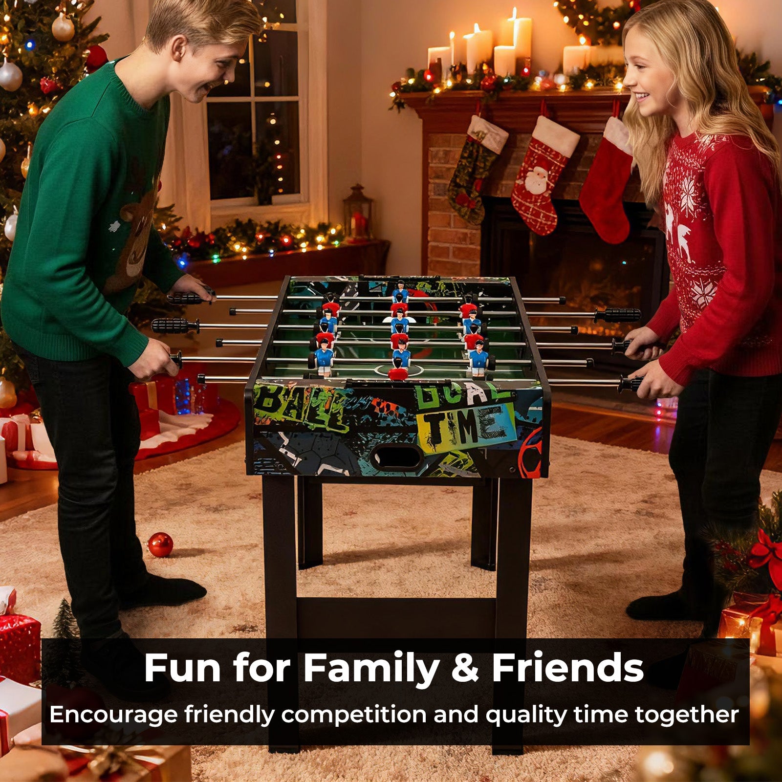 37" Mini Foosball Table 2-in-1 Game Table with Detachable Legs for Tabletop | Black