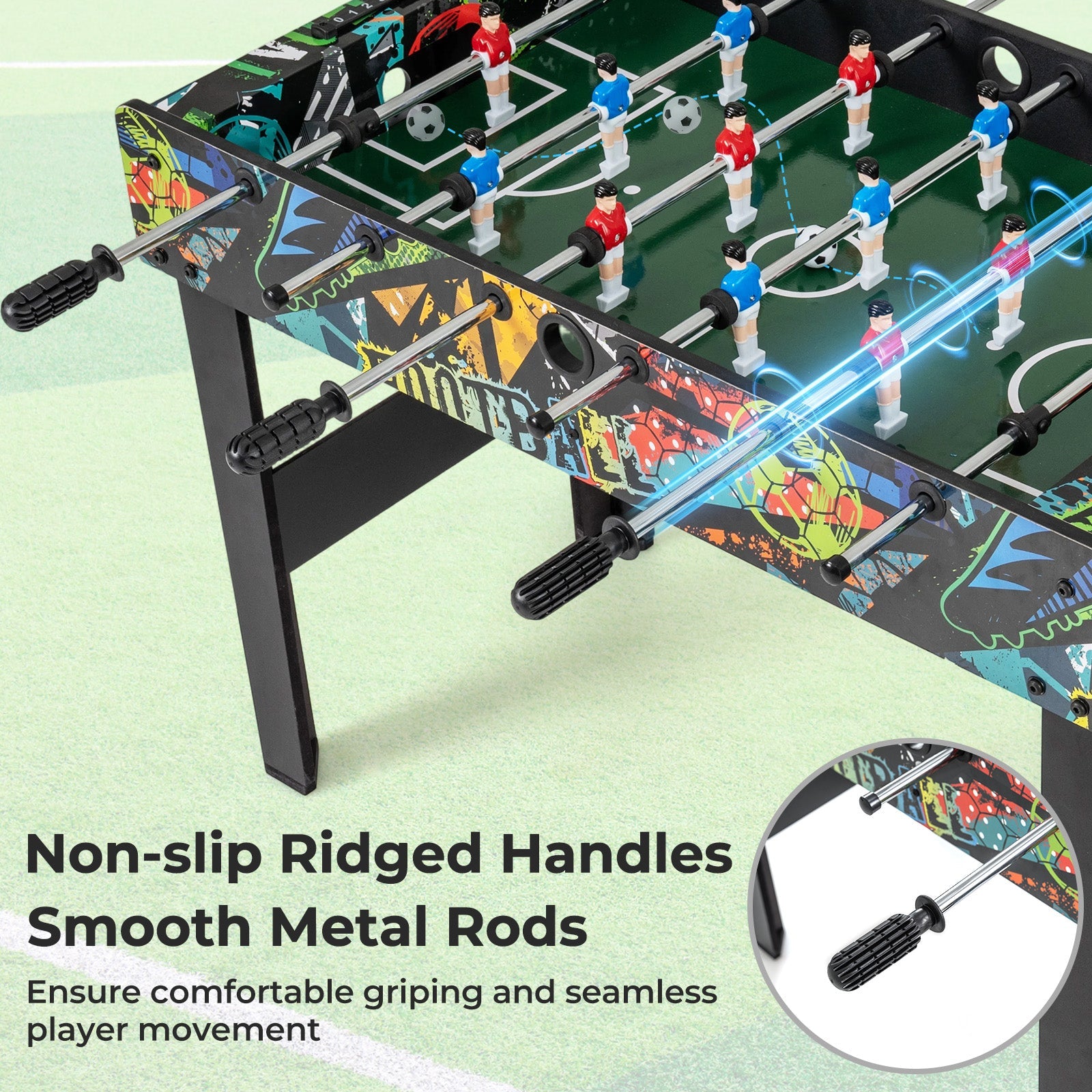 37" Mini Foosball Table 2-in-1 Game Table with Detachable Legs for Tabletop | Black