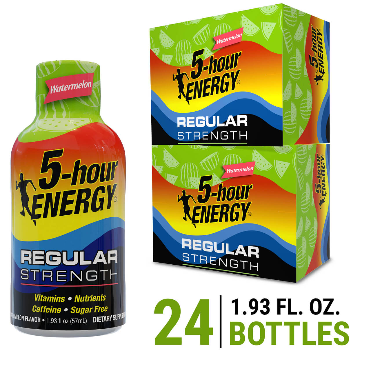 24 Pack 5-hour ENERGY Regular Strength Shots | Watermelon Flavor 1.93 Fl Oz