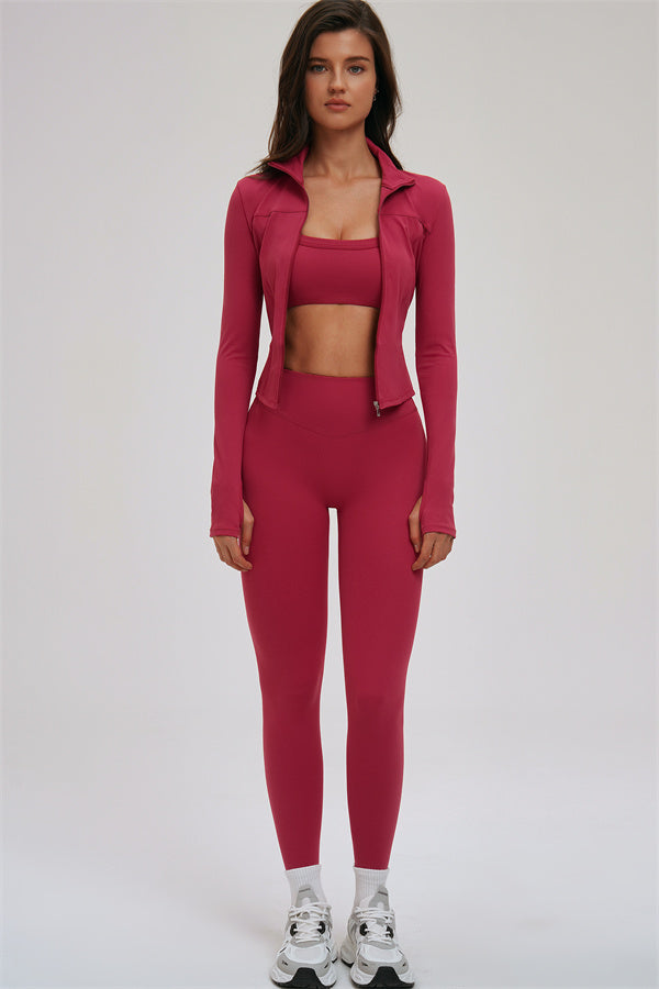 The Kinetic Zip Jacket Sports Bra Leggings | 3-Piece Set