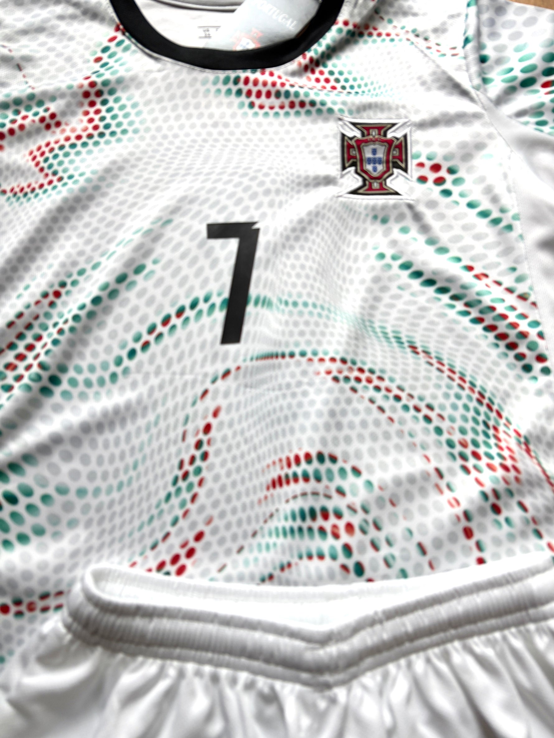 Ronaldo Portugal 2025 Away White Kids Soccer Jersey Kit | 2 Piece Set