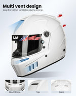 ILM Snell SA2020 Approved Auto Racing Lightweight Fiberglass Full Face Helmets | Model 890