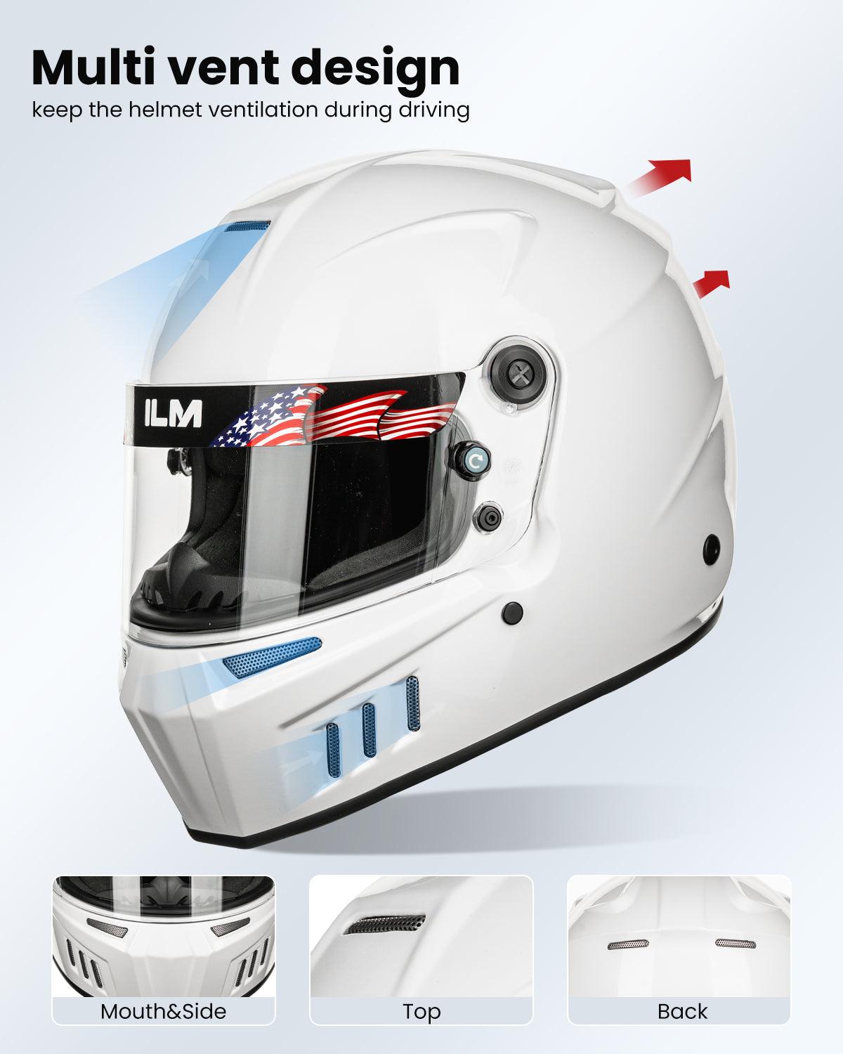 ILM Snell SA2020 Approved Auto Racing Lightweight Fiberglass Full Face Helmets | Model 890