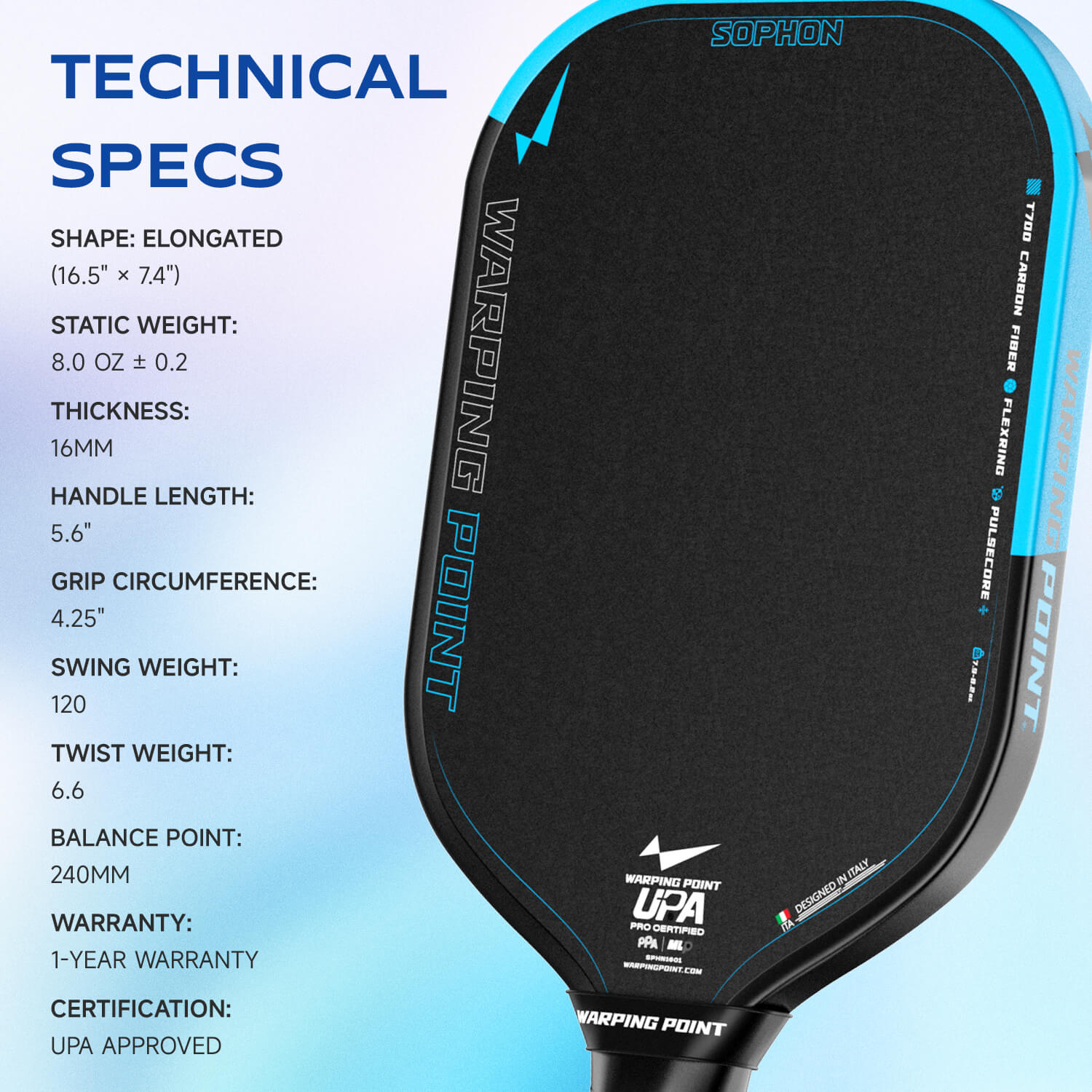 Sophon Pickleball Paddle | 16mm