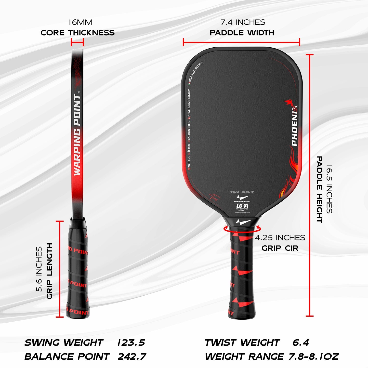 Phoenix Pickleball Paddle | 16mm