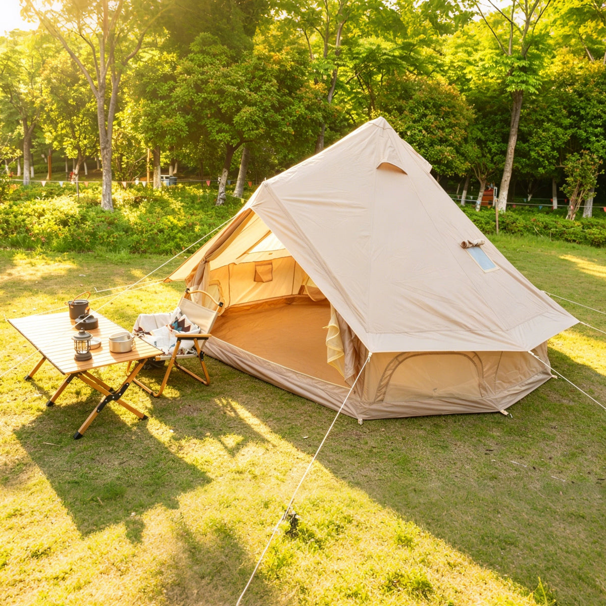 Oxford Bell Tent 9.8’/13.1’ with Stove Jack for Family Camping