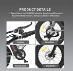 20x4.0" Foldable Fat Tire Electric Bike 48V 12.5AH Extended Range Dual Disc Brakes with Fenders