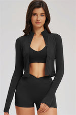 The Sizzle Zip Jacket Sports Bra Shorts | 3-Piece Set