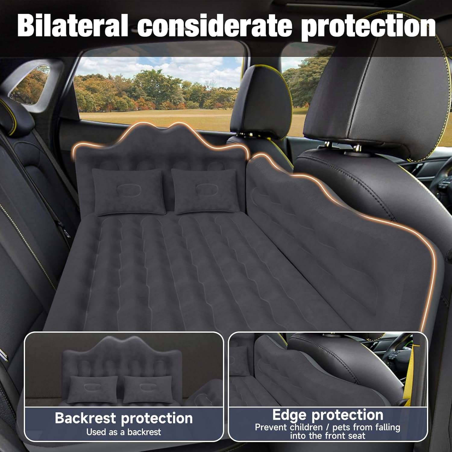 Thicken Backseat SUV/Car/Truck Air Mattress Air Bed Inflatable Mattress 24" Width | Black