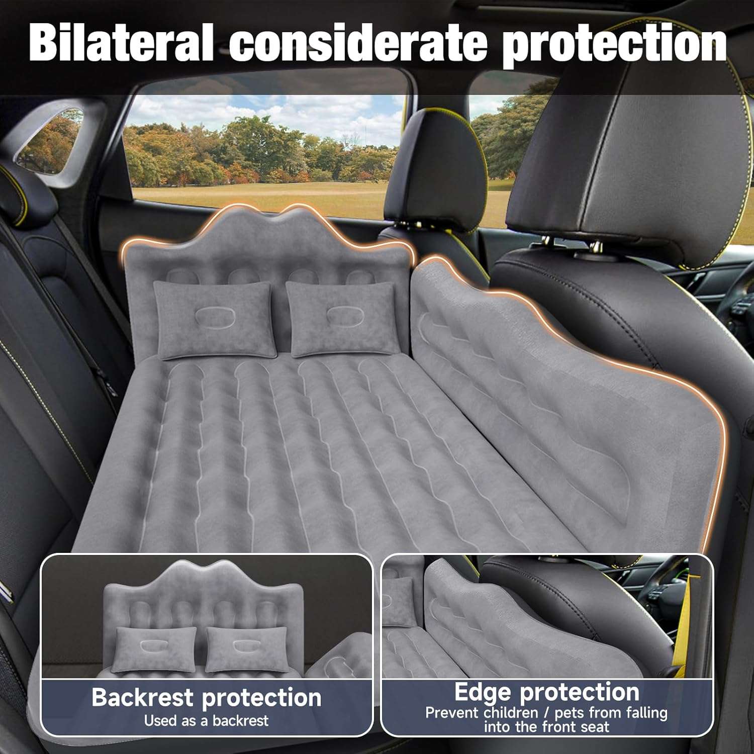 Thicken Backseat SUV/Car/Truck Air Mattress Air Bed Inflatable Mattress 24" Width | Grey