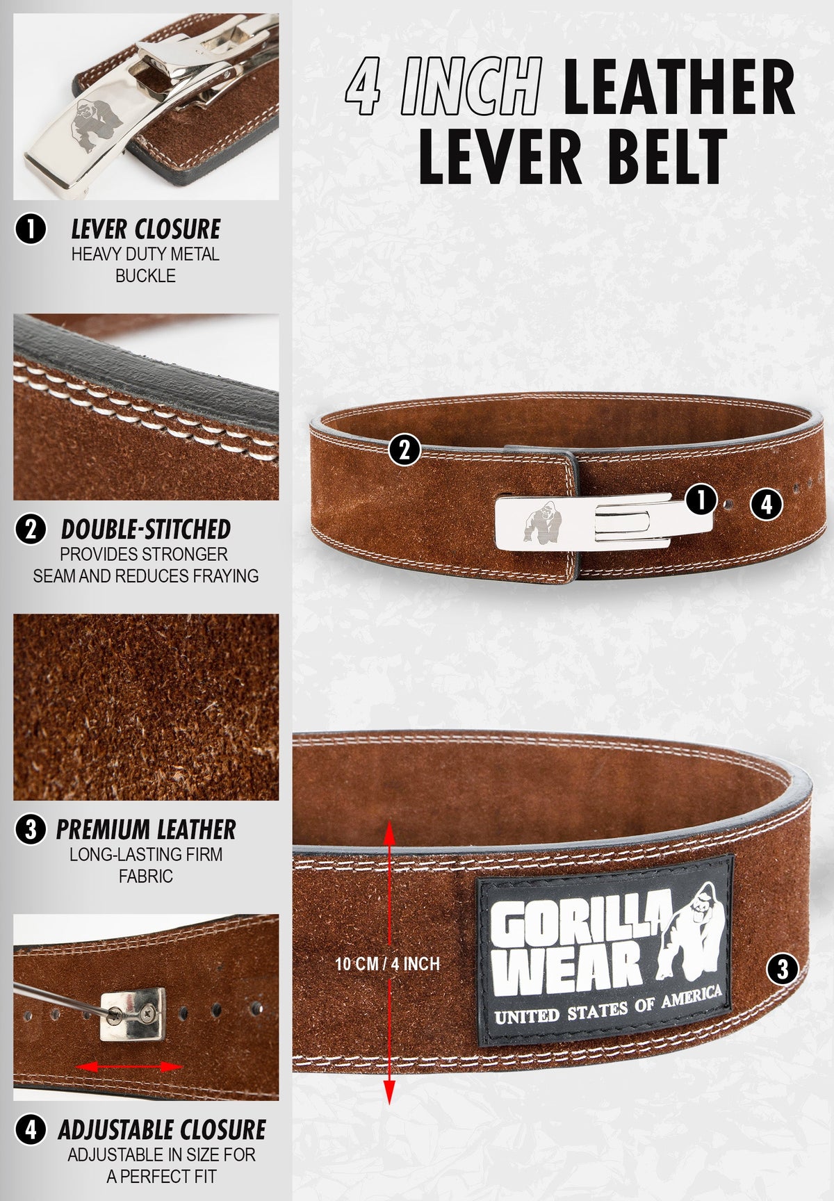 GW 4-inch Leather Lever Belt | Black