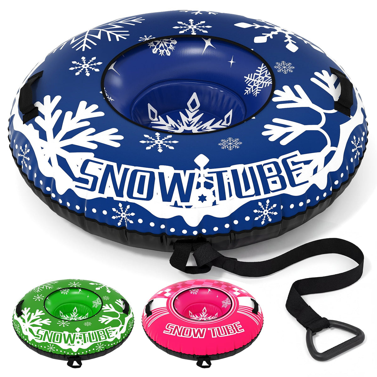 Heavy-Duty Inflatable Snow Tube with Detachable Tow Strap | 42"