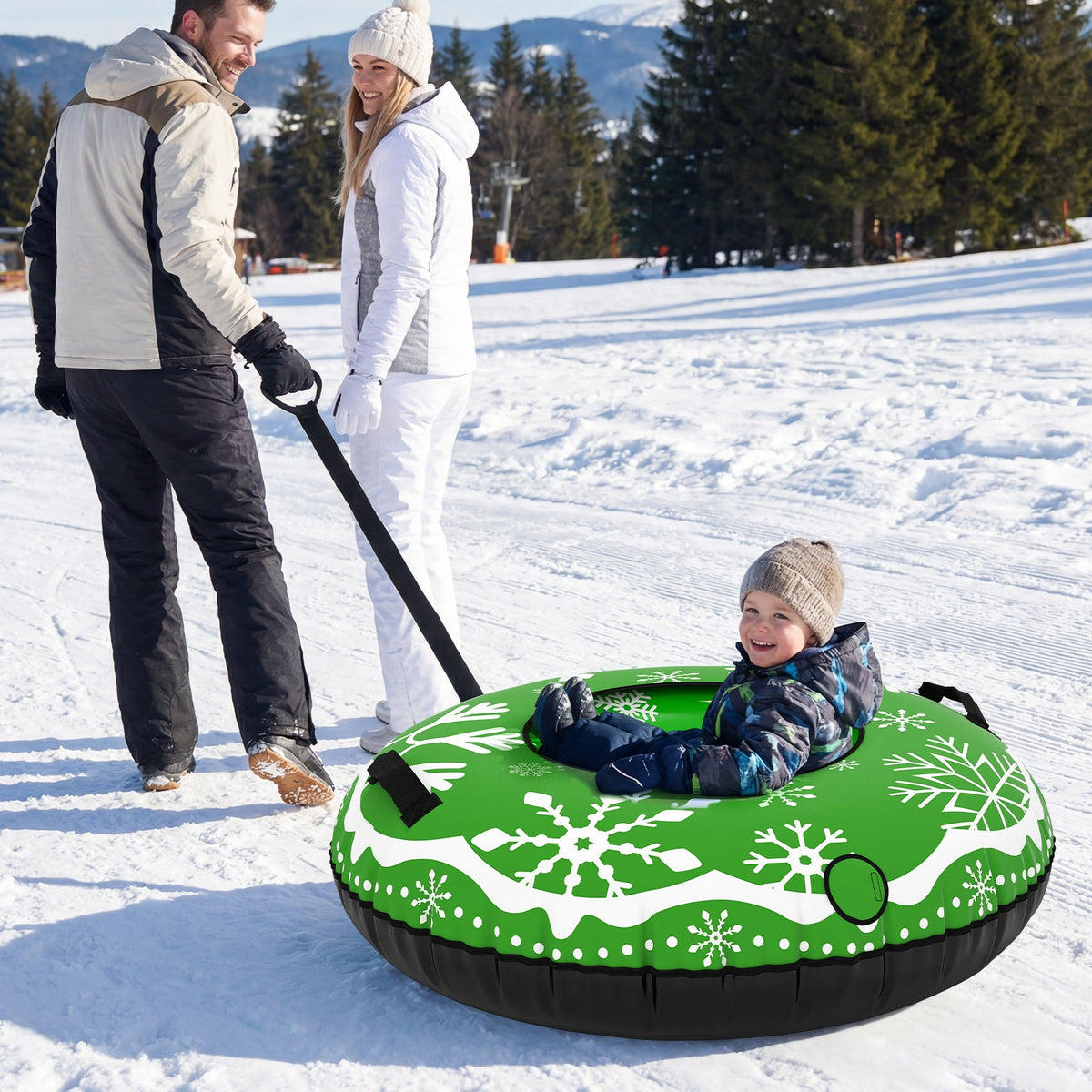 Heavy-Duty Inflatable Snow Tube with Detachable Tow Strap | 42"