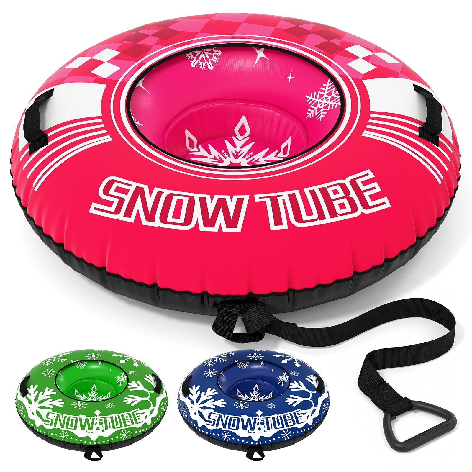 Heavy-Duty Inflatable Snow Tube with Detachable Tow Strap | 42"