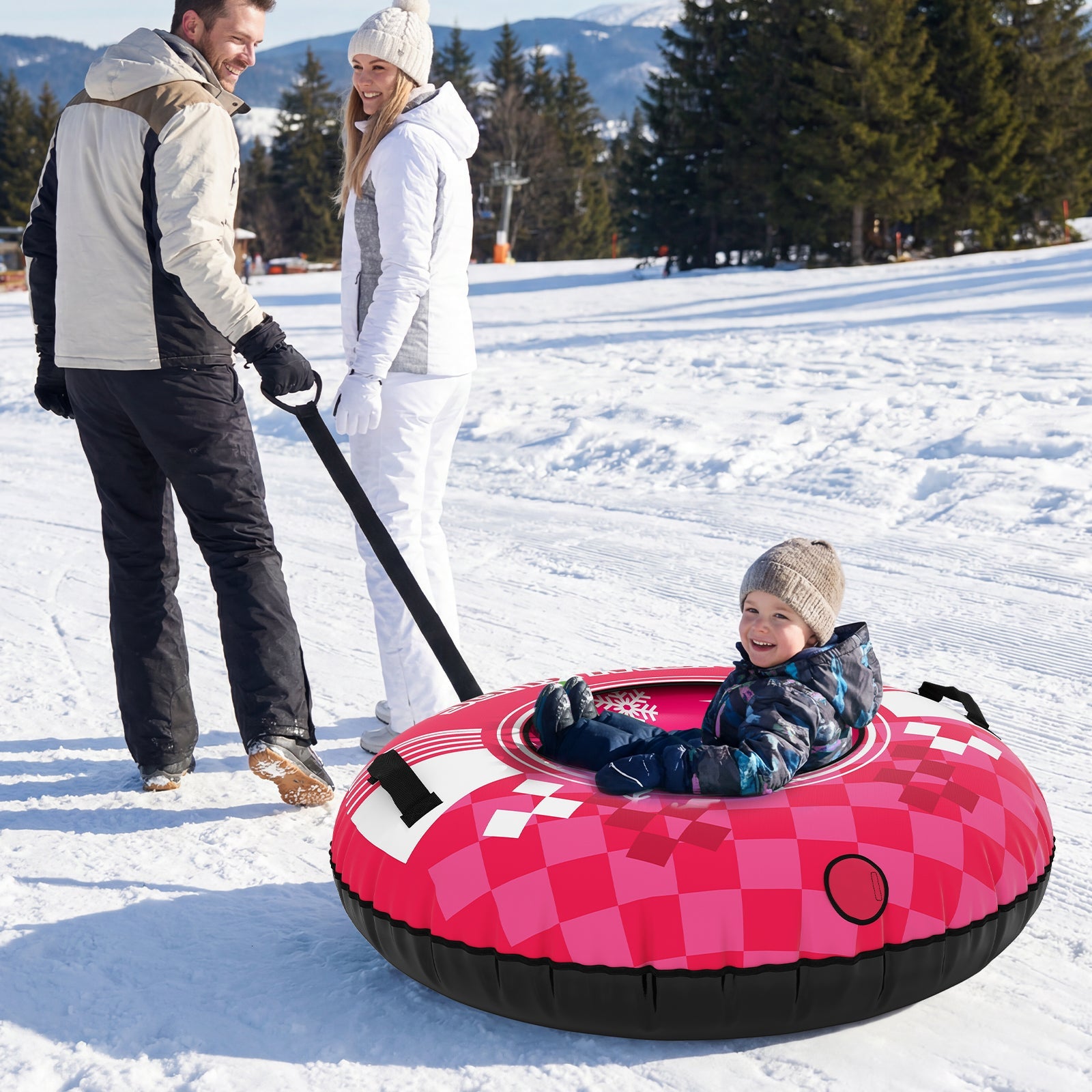 Heavy-Duty Inflatable Snow Tube with Detachable Tow Strap | 42"