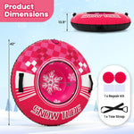 Heavy-Duty Inflatable Snow Tube with Detachable Tow Strap | 42"