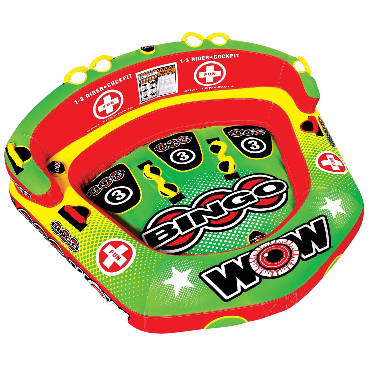 WOW Watersports Bingo 1-3 Person Cockpit Ski Tube with Foam Handles