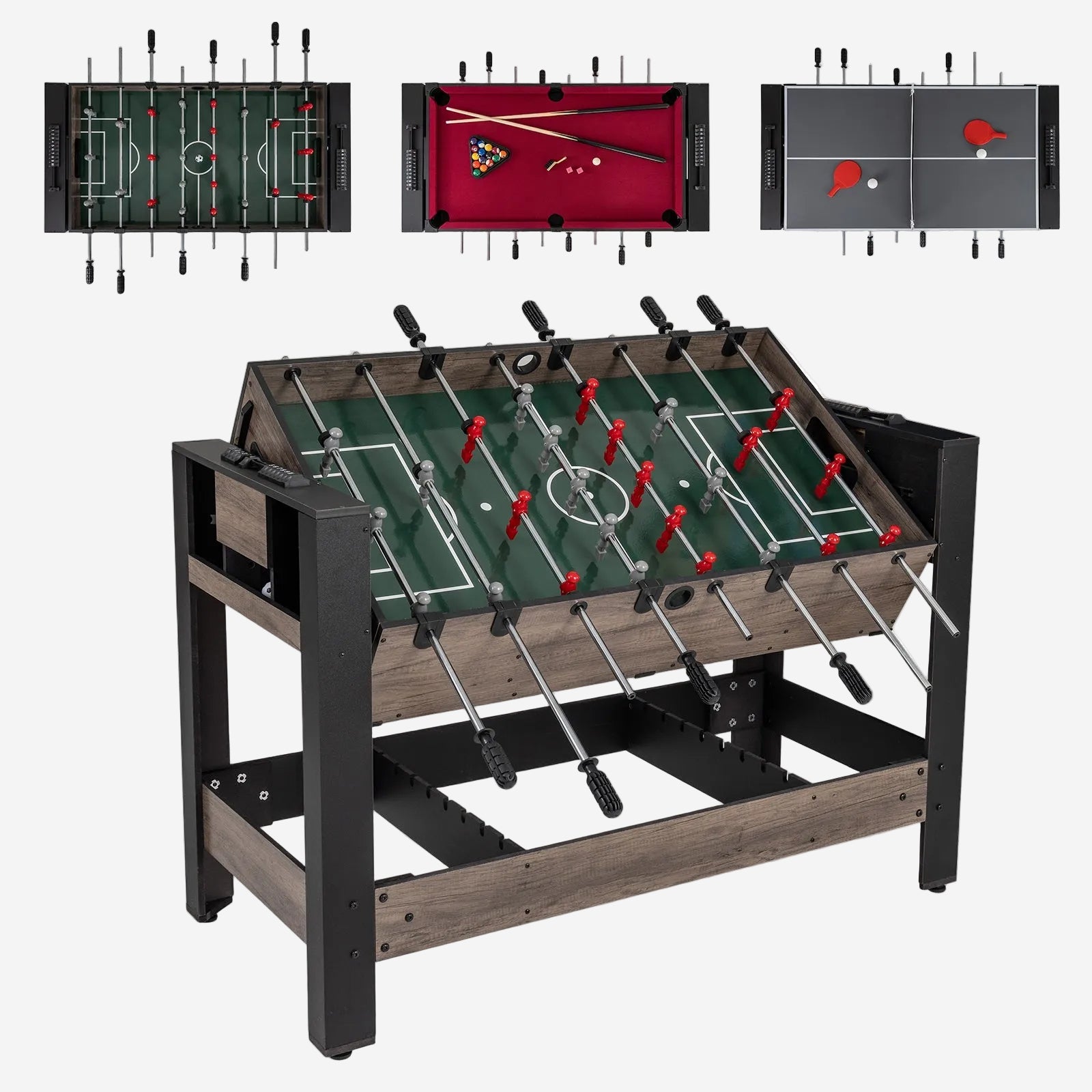 49" Combo Game Table with Pool Billiards | Brown