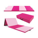 4-Panel PU Leather Folding Exercise Mat with Carrying Handles | 10' x 4' x 2"