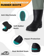 DikaSun Chest Waders with Boots | Lightweight Bootfoot Waders Duck Hunting & Fly Fishing | Grey