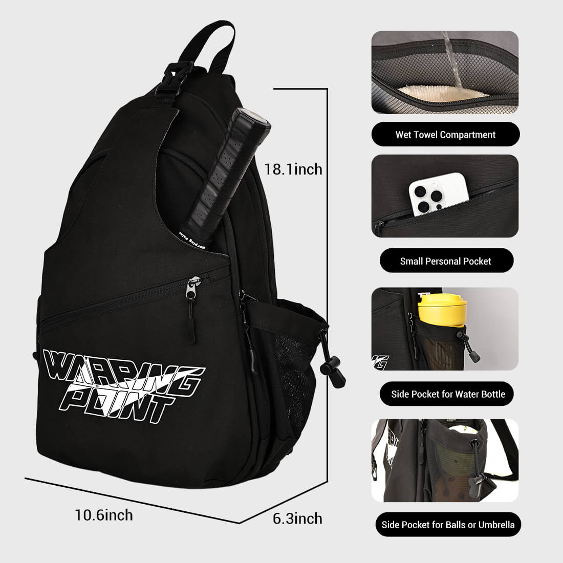 Pickleball Sling Bag | Black