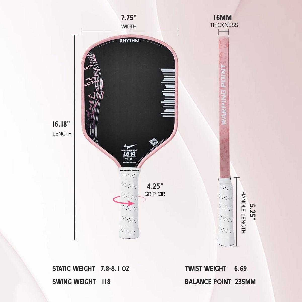 Rhythm Hybrid Pickleball Paddle | Pink