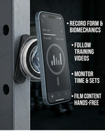 BLAUBECK Magnetic Gym Phone Holder | Carbon Fiber & Acrylic | 360° Ball Joint Mount for Squat Racks, Golf Carts & Metal Surfaces
