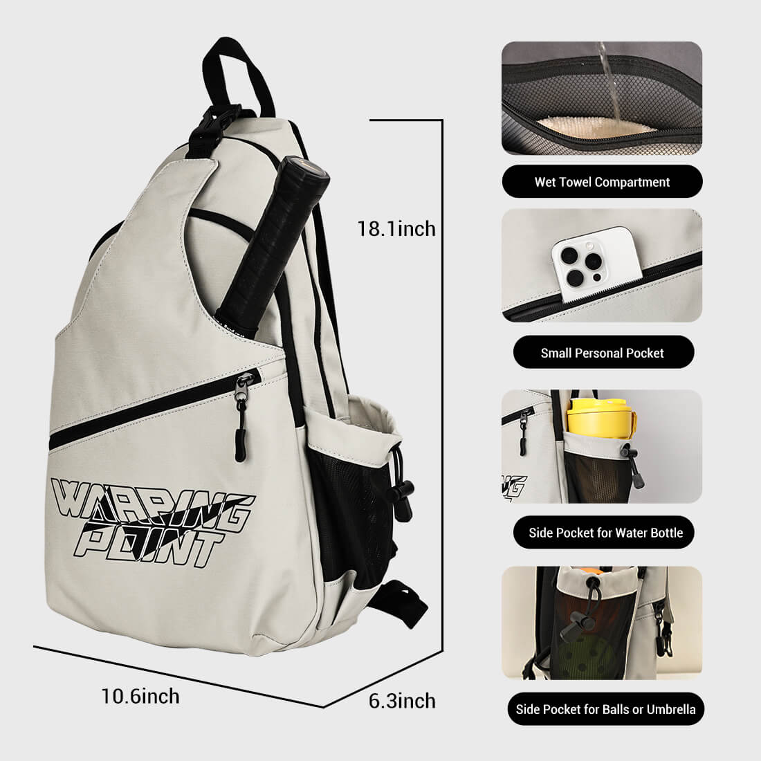 Pickleball Sling Bag | Grey