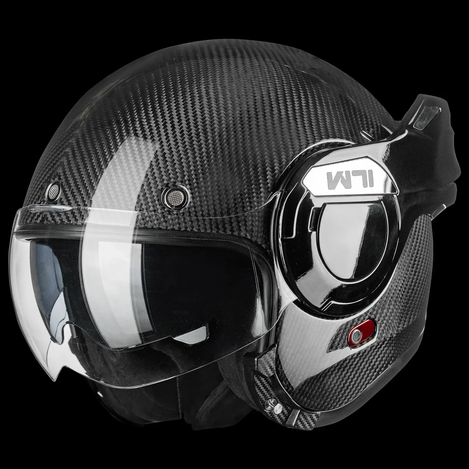 ILM Carbon Fiber Vintage Full Face Modular Motorcycle Helmet | Model B707C