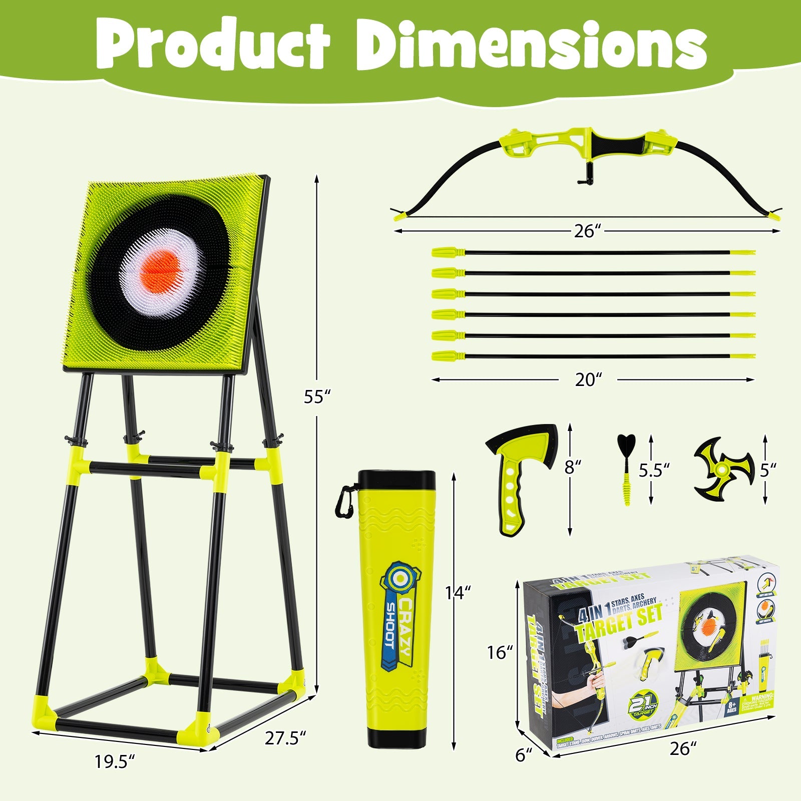 4-in-1 Throwing Target Set Game with Bristle Target